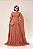 VESTIDO LONGO CHIFFON PLISSADO ACINTURADO COM MANGA CAPA ROSÉ - Imagem 1