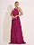 VESTIDO LONGO CHIFFON FRENTE ÚNICA PLISSADO SOBREPOSTO FUCSIA - Imagem 1