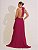 VESTIDO LONGO CHIFFON FRENTE ÚNICA PLISSADO SOBREPOSTO FUCSIA - Imagem 2