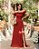 VESTIDO LONGO CREPE SEDA OMBRO A OMBRO EM DETALHE BABADO TERRACOTA - Imagem 1
