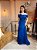 VESTIDO LONGO MICROTULE OMBRO A OMBRO FLOR NO BUSTO SAIA COM RECORTES AZUL ROYAL - Imagem 1