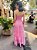 VESTIDO LONGO CHIFFON DECOTE V SAIA BABADINHO ROSA CHICLETE - Imagem 2