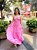VESTIDO LONGO CREPE DE SEDA ESTILO CORPET ALCINHA SAIA CAMADAS ROSA CLARO - Imagem 1