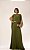 VESTIDO LONGO ALCINHA PARTE DE CIMA LISA SAIA PLISSADA COM CAPA REMOVÍVEL VERDE OLIVA - Imagem 1
