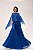 VESTIDO LONGO ALCINHA PARTE DE CIMA LISA SAIA PLISSADA COM CAPA REMOVÍVEL AZUL ROYAL - Imagem 1
