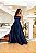 VESTIDO LONGO ZIBELINE TOMARA QUE CAIA FAIXA ACINTURADA E FENDA AZUL MARINHO - Imagem 1