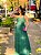 VESTIDO LONGO MICROTULE OMBRO SÓ COM ALÇA DUPLA TRANCINHAS VERDE ESMERALDA - Imagem 1