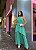 VESTIDO LONGO CHIFON COM TOQUE DE SEDA OMBRO SÓ COM DETALHE PESCOÇO CAM VERDE TIFFANY - Imagem 1
