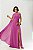 VESTIDO CHIFFON OMBRO SÓ MANGA LONGA PLISSADA DETALHE PLISSADO LATERAL FUCSIA - Imagem 1