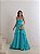 VESTIDO CHIFFON  ALCINHA DETALHE BABADO AZUL TIFFANY - Imagem 1