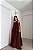 VESTIDO CREPE OMBRO SÓ MANGA CAPA  COM CAMADAS MARSALA - Imagem 1