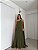 VESTIDO CREPE OMBRO SÓ MANGA CAPA  COM CAMADAS VERDE OLIVA - Imagem 1