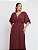 VESTIDO PLISSADO COM DETALHE TULE NO DECOTE MARSALA - Imagem 1