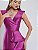 VESTIDO LONGO ZIBELINE COM DETALHE NO DECOTE DETALHE BABADO ABAIXO DA CINTURA FUCSIA - Imagem 2
