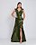 VESTIDO LONGO ZIBELINE COM DETALHE NO DECOTE DETALHE BABADO ABAIXO DA CINTURA VERDE OLIVA - Imagem 1