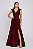 VESTIDO LONGO ZIBELINE COM DETALHE NO DECOTE DETALHE BABADO ABAIXO DA CINTURA MARSALA - Imagem 1