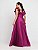 VESTIDO LONGO ZIBELINE COM DETALHE CAMADAS NO OMBRO E ALÇA DETALHE PÉTALAS FUCSIA - Imagem 1