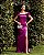 VESTIDO SEDA ALÇAS DETALHE FLOR COM FENDA NA LATERAL FUCSIA - Imagem 1