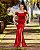 VESTIDO SEDA ALÇAS DETALHE FLOR COM FENDA NA LATERAL VERMELHO - Imagem 1