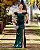 VESTIDO SEDA ALÇAS DETALHE FLOR COM FENDA NA LATERAL VERDE ESMERALDA - Imagem 2