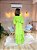 VESTIDO LONGO CREPE DE SEDA DECOTE V MANGA TRÊS QUARTOS COM FAIXA VERDE LIMA - Imagem 2