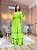 VESTIDO LONGO CREPE DE SEDA DECOTE V MANGA TRÊS QUARTOS COM FAIXA VERDE LIMA - Imagem 1