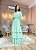 VESTIDO LONGO CREPE DE SEDA DECOTE V MANGA TRÊS QUARTOS COM FAIXA VERDE MENTA - Imagem 1