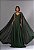 VESTIDO LONGO CREPE ALÇA FINA COM RECORTE NA CINTURA E CAPA REMOVIVEL VERDE OLIVA AX - Imagem 1