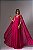 VESTIDO LONGO CREPE ALÇA FINA COM RECORTE NA CINTURA E CAPA REMOVIVEL FUCSIA - Imagem 1