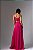 VESTIDO LONGO CREPE ALÇA FINA COM RECORTE NA CINTURA E CAPA REMOVIVEL FUCSIA - Imagem 2