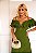 VESTIDO LONGO SAIA PLISSADA DETALHE TULE NO DECOTE E BABADO PLISSADO VERDE OLIVA - Imagem 2