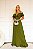 VESTIDO LONGO SAIA PLISSADA DETALHE TULE NO DECOTE E BABADO PLISSADO VERDE OLIVA - Imagem 3
