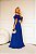 VESTIDO LONGO SAIA PLISSADA DETALHE TULE NO DECOTE E BABADO PLISSADO AZUL ROYAL - Imagem 1