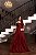VESTIDO LONGO MICROTULLE OMBRO A OMBRO BRILHO CAMADAS VERTICAIS MARSALA - Imagem 1