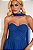 VESTIDO CREPE SEDA COM DETALHE CRUZADO ABAIXO DO BUSTO SAIA COM BABADO LATERAL AZUL ROYAL - Imagem 2