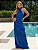 VESTIDO LONGO GOLA ALTA SEDA COM AMARRAÇÃO COSTA NUA  AZUL ROYAL - Imagem 1