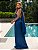 VESTIDO LONGO GOLA ALTA SEDA COM AMARRAÇÃO COSTA NUA  AZUL ROYAL - Imagem 2