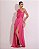 VESTIDO LONGO SEDA OMBRO SÓ COM CORTE GODÊ  CINTO PINK - Imagem 1