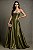 VESTIDO ZIBELINE GLOW DE ALCINHA COM PALA E BRILHO NO BUSTO VERDE OLIVA - Imagem 1