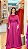 VESTIDO LONGO MICROTUILE COM BRILO COM MANGA CAPA  FUCSIA - Imagem 1