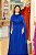 VESTIDO LONGO MICROTUILE COM BRILO COM MANGA CAPA AZUL ROYAL - Imagem 1