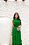VESTIDO LONGO GOLA ALTA COM BORDADO DETALHE BABADO VERTICAL DOS LADOS VERDE ESMERALDA - Imagem 3