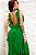 VESTIDO LONGO GOLA ALTA COM BORDADO DETALHE BABADO VERTICAL DOS LADOS VERDE ESMERALDA - Imagem 2