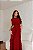 VESTIDO LONGO GOLA ALTA COM BORDADO DETALHE BABADO VERTICAL DOS LADOS MARSALA - Imagem 1