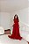 VESTIDO LONGO GOLA ALTA COM BORDADO DETALHE BABADO VERTICAL DOS LADOS MARSALA - Imagem 3