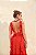 VESTIDO LONGO GOLA ALTA COM BORDADO DETALHE BABADO VERTICAL DOS LADOS TERRACOTA - Imagem 3