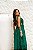 VESTIDO LONGO GOLA ALTA COM BORDADO DETALHE BABADO VERTICAL DOS LADOS VERDE ESMERALDA - Imagem 2