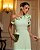 VESTIDO CHIFFON COM DETALHE BABADO OMBRO SÓ SAIA PLISSADA  VERDE CLARO - Imagem 2