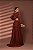 VESTIDO LONGO MANGA LONGA LUREX PLISSADO MARSALA - Imagem 2