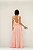VESTIDO LONGO GOLA ALTA COM BORDADO DETALHE BABADO VERTICAL DOS LADOS ROSA CLARO - Imagem 3